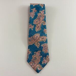 Windridge Mervyn's Teal Paisley Men's Tie 3 1/2" x 60" Vintage